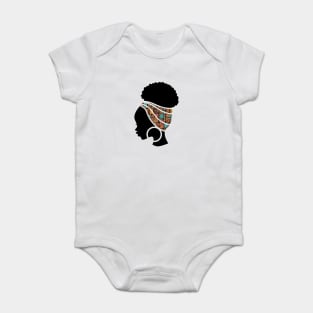 Afro Hair Woman with African Pattern Headwrap Baby Bodysuit